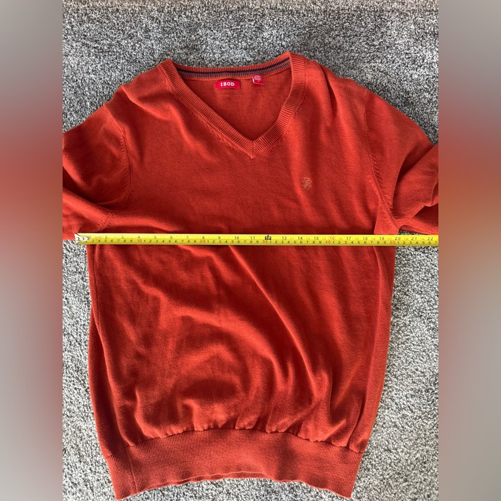 IZOD Women’s Orange V-Neck Sweater Size M Pullover - Picture 5 of 8